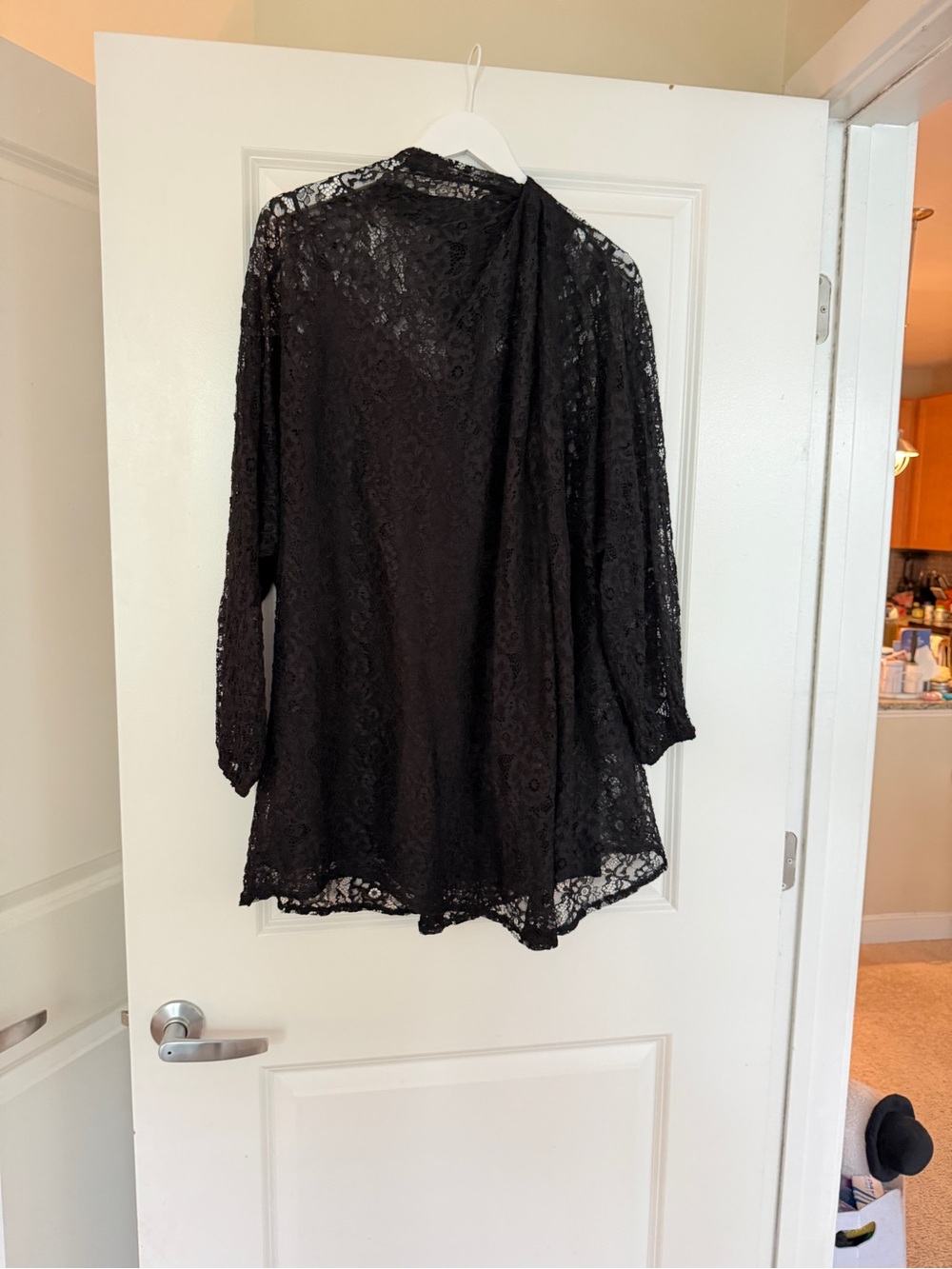 Black Lace Long-Sleeve Lace Dress